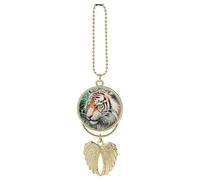 A Hand Drawn Tiger Car Pendant, Rear View Mirror Hanging Ornament, Auto Decor for Rearview Mirror, Keychain Golden-Style