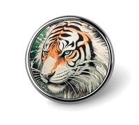 A Hand Drawn Tiger Round Aluminum Alloy Pin Badge Lapel Pin