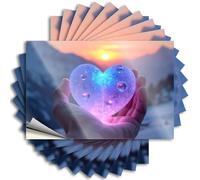 A Hand Holds A Glowing Heart-Shaped Crystal Against A Sunset Backdrop Water Positive - Personalized Tattoo Self Adhesive Sticker(6X9CM)