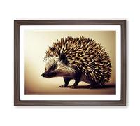 A Handsome Hedgehog Framed Print | A2 Walnut Framed Wall Art | Ready to Hang | Modern Nature Picture | Living Room Bedroom Lounge Office
