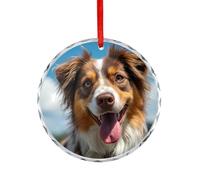 A Happy Australian Shepherd Dog Funny Christmas Ornaments Crystal Xmas Tree Decoration Hanging Pendant