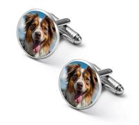 A Happy Australian Shepherd Dog Funny Cufflinks Fashion Men Cuff Links Shirt Accessories for Business Wedding
