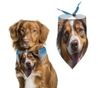 A Happy Australian Shepherd Dog Funny Dog Bandana Cats Puppies Triangle Scarf for Small Medium Large Pet