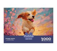 A Happy Cockapoo Puppy 1000 Pcs Premium Cardstock Puzzle Cherry Blossom Puppy Unique Challenging Educational Toys Puzzles As Home Decoration70x50cm/1000pcs