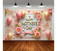 A "Happy Mother's Day" banner with floral and butterfly designs - studio celebration multi-functional decoration