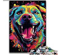 A Happy Naughty Dog Jigsaw Puzzles for Teenagers 1000, Suitable for Ages 14 And Up Wall Decoration Christmas Birthday Gift (26x38cm)