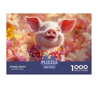 A Happy Piglet-blooming Flowers Jigsaw Puzzle Waterproof 1000 for Adults Gifts Impossible Educational Games
