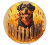 A Happy Puppy 1000 Piece Round Puzzle for Adults Kids 14+ Pet Dog Jigsaw Puzzle Creative Unique Challenge Games Stress Reliever Difficult Challenge 1000pcs (67.5x67.5cm)