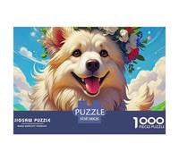 A Happy Puppy Puzzles 1000 Pieces for Adults Beautiful Decoration Puzzle Pet Dog Gifts for Men38x26cm/1000pcs
