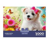 A Happy Puppy Puzzles 1000 Pieces for Adults Educational Games Pet Dog Gifts for Men70x50cm/1000pcs
