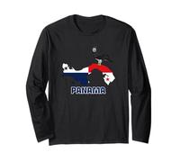 A Harpy Eagle On Panama Map with Panamanian Flag Long Sleeve T-Shirt