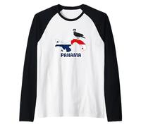 A Harpy Eagle On Panama Map with Panamanian Flag Raglan Baseball Tee