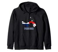 A Harpy Eagle On Panama Map With Panamanian Flag Zip Hoodie