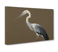 A Head Turning Heron Bird Canvas Print | Gallery Wrapped 30mm Frame Wall Art | 30x20 inches | Ready to Hang | Contemporary Animals Picture | Living Room Bedroom Lounge Office