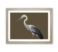 A Head Turning Heron Bird Framed Print | A2 Oak Framed Wall Art | Ready to Hang | Modern Animal Picture | Living Room Bedroom Lounge Office
