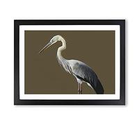 A Head Turning Heron Bird Framed Print | A4 Black Framed Wall Art | Ready to Hang | Modern Animal Picture | Living Room Bedroom Lounge Office