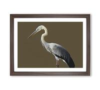 A Head Turning Heron Bird Framed Print | A4 Walnut Framed Wall Art | Ready to Hang | Modern Animal Picture | Living Room Bedroom Lounge Office