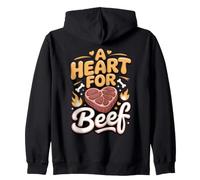 A Heart for Beef Butcher Meat Cutter Cleaver Zip Hoodie