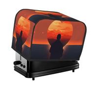 A Heart Shape in Front Toaster Cover 2 Slice, Waterproof Bread Machine Covers with Pockets Universal Size Kitchen Small Appliance Cover with Handle, Dust and Fingerprint Protection