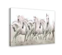 A Herd of Galloping White Horses Canvas Poster Bedroom Decor Landscape Office Room Decor Gift 08x12inch(20x30cm)