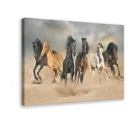 A Herd of Horses Galloping Across The Desert Canvas Poster Bedroom Decor Landscape Office Room Decor Gift 08x12inch(20x30cm)