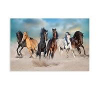 A Herd of Horses Galloping Across The Sand Canvas Poster Bedroom Decor Landscape Office Room Decor Gift 24x36inch(60x90cm)