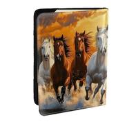 A Herd of Horses were Running in The River Printed Passport Holder,Travel Pu Leather Passport Cover Case Organiser for Men Women,6.5 Inch