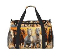 A Herd of Horses were Running in The River Waterproof Weekender Bags Duffel Bag Large Carry On Hand Luggage Bags Foldable Tote Bag for Travel Sports Gym Dance