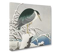 A Heron in the Snow by Ohara Koson Canvas Print | Gallery Wrapped 30mm Frame Wall Art | 20x20 inches | Ready to Hang | Asian Landscape Picture | Living Room Bedroom Lounge Office