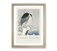 A Heron In The Snow By Ohara Koson Exhibition Museum Asian Japanese Framed Print | A2 Oak Framed Wall Art | Ready to Hang | Asian Animal Picture | Living Room Bedroom Lounge Office