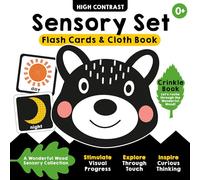 A High-Contrast Black-and-White Sensory Book Set: Part of the A Wonderful Wood Collection for Newborns and Babies 0-2 years: Cloth book and flash cards