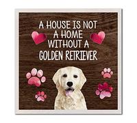 A Home Without A Dog Is Just A House Welcome Dog Sign Puppy Wood Sign Solid Funny Pet Dog Lover Gifts Romantic Pink Love Hearts Above Bed Decor For Living Room Bedroom Kitchen Dining Home Decor Framed