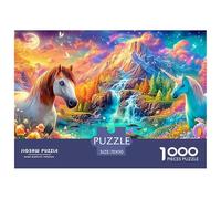 A Horse And A Unicorn by A Mountain Waterfall 1000-Piece Jigsaw Puzzle Horse Brain Training for Adults & Kids 70x50cm/1000pcs
