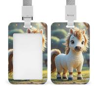 A Horse Id Badge Holder with Lanyard, Clear Vertical Card Protector Waterproof, Breakaway Safety Neck Strap, Heavy Duty Name Tag Holder for Nurse Teacher Officer Staff Women Men