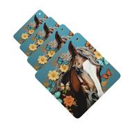 A horse with flowers and butterflies Car Air Freshener Cards for Women Men 4 Pack Cute Car Accessories Long Lasting Scent Car Diffuser Hanging Auto Aromatherapy Tablets Car Fresheners Gifts