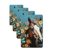 A horse with flowers and butterflies Car Air Freshener Cards for Women Men 4 Pack Cute Car Accessories Long Lasting Scent Car Diffuser Hanging Auto Aromatherapy Tablets Car Fresheners Gifts