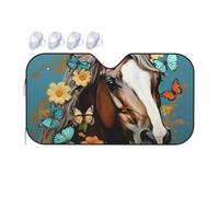 A Horse with Flowers and Butterflies Car Windshield Sun Shade Foldable Car Front Window Sunshade for Sun, Heat and UV Rays, Auto Sun Blocker Visor Protector for Cars, SUVs Small