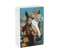 A Horse with Flowers and Butterflies Cigarette Case 85mm King Size, Crushproof Plastic Cigarette Box Holder for Men Women Cigar Protective Cover Waterproof Cigarettes Holder 20 Capacity