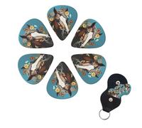 A horse with flowers and butterflies Guitar Picks 6 Pack, 0.71mm Thickness Celluloid Bass Pick with Leather Guitar Pick Holder Keychain Abstract Art Pics Plectrum for Acoustic Electric Guitar