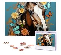 A Horse with Flowers and Butterflies Puzzles from Photos 1000 Pieces Personalized Wooden Puzzle Challenging Jigsaw Puzzles for Adults Custom Picture Puzzle Gifts for Family Wedding Friend