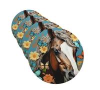 A Horse With Flowers Car Air Fresheners 4 Pcs Funny Hanging Car Air Fresheners Cute Long Lasting Scented Mirror Hanging Decoration Ornaments Gift For Men Women Round Shape