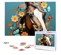 A Horse With Flowers Wooden Puzzles 1000 Pieces Personalized Jigsaw Puzzle For Adults Interesting Custom Photo Puzzles Gift For Holiday Birthday Wedding Anniversay
