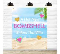 A Hot New Bombshell Enters the Villa Backdrop - Bombshell Bachelorette Decorations Island Beach Pool Party Decor, 51 * 60 Inch