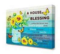 A House Blessing Bible Wall Art Canvas,Verses Christian Canvas Framed Wall Art Ready to Hang for Girls Women Christians Bedroom Office Livingroom Home Wall Decor 12''x15''