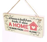 A House is Built from Bricks & Stone A Home is Made from Love Alone Sign - Cute Home Sweet Home Plaque
