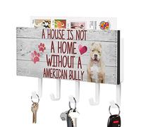 A House is Not A Home Without A American Bully Key Holder Wall Mount Key Hanger Dogs Lovers Self Adhesive Key Organizer Rack Vintage Mail Sorter Decoration for Entryway Mudroom Kitchen Home 7x4 inch
