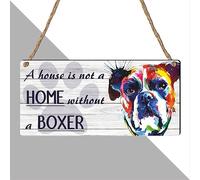 A House is Not a Home Without a Boxer" - MDF Wooden Plaque with Colourful Boxer Dog Design, 19cm x 9cm, Rustic Hanging Sign for Dog Lovers, Indoor Home Décor and Gift for Pet Owners