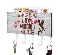 A House is Not A Home Without A Bull Terrier Key Holder Wall Mount Key Hooks Pet Rules Self Adhesive Key Organizer Farmhouse Mail Basket Home Decor for Wall Hallway Office Home 7x4 inch