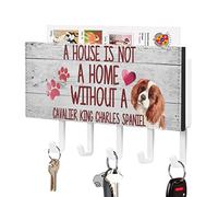 A House is Not A Home Without A Cavalier King Charles Spaniel Key Holder Key Hanger Dogs Live Here Self Adhesive Key Rack Farmhouse Mail Holder Decoration for Wall Hallway Office Home 7x4 inch
