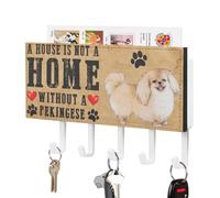 A House is Not A Home Without A Pekingese Key Holder Wall Mount Key Rack Dog Mom Gift Self Adhesive Key Hanger Organizer Retro Decorative for Entryway Hallway Kitchen Home 7x4 Inch